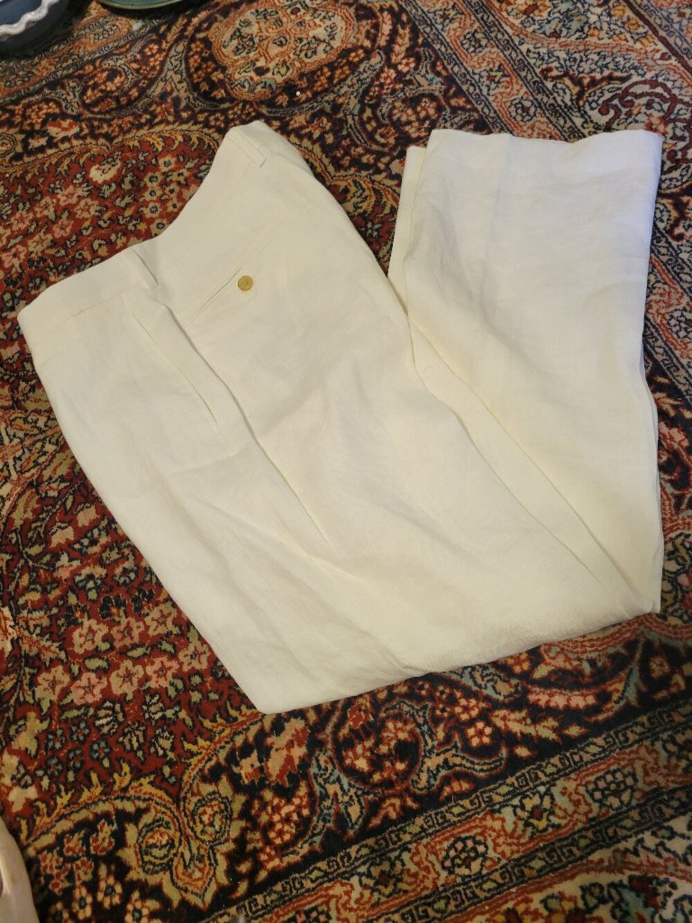 Men's Lauren Cream Linen Dress Pants Size 34" x 30"